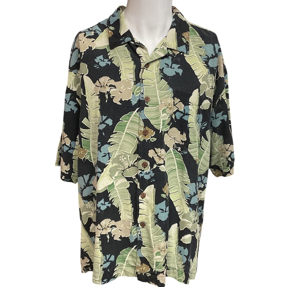 Bermuda Bay Men's Floral Printed Collared Short Sleeve Silk Hawaiian Shirt Sz XL